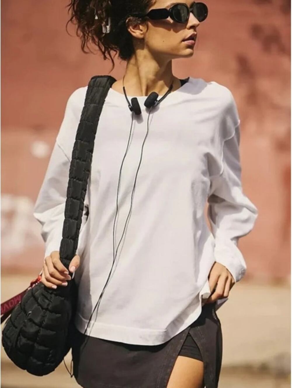 NEW! Free People Movement 'Hustle' Layer Tee in WHITE (L)
